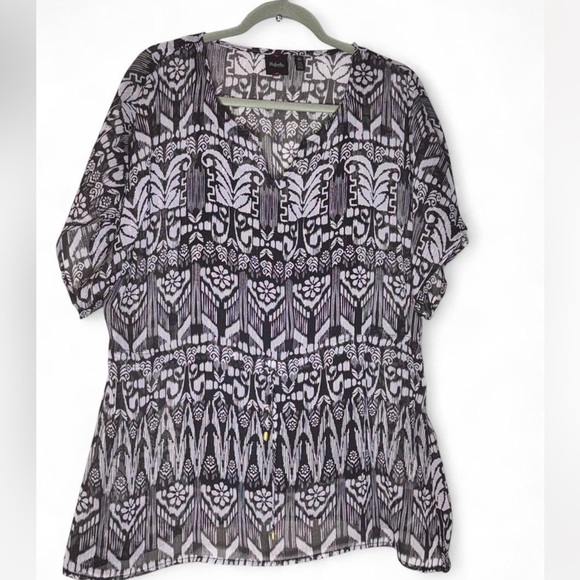 Rafaella Tops - Rafaella Black and White Geometric Blouse